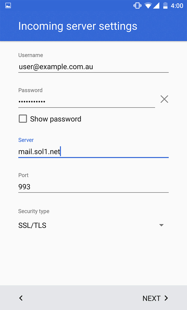 email android 5 Email Setup - Android