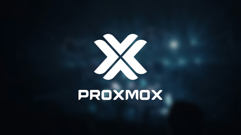 Blue header with the Proxmox logo in the centre